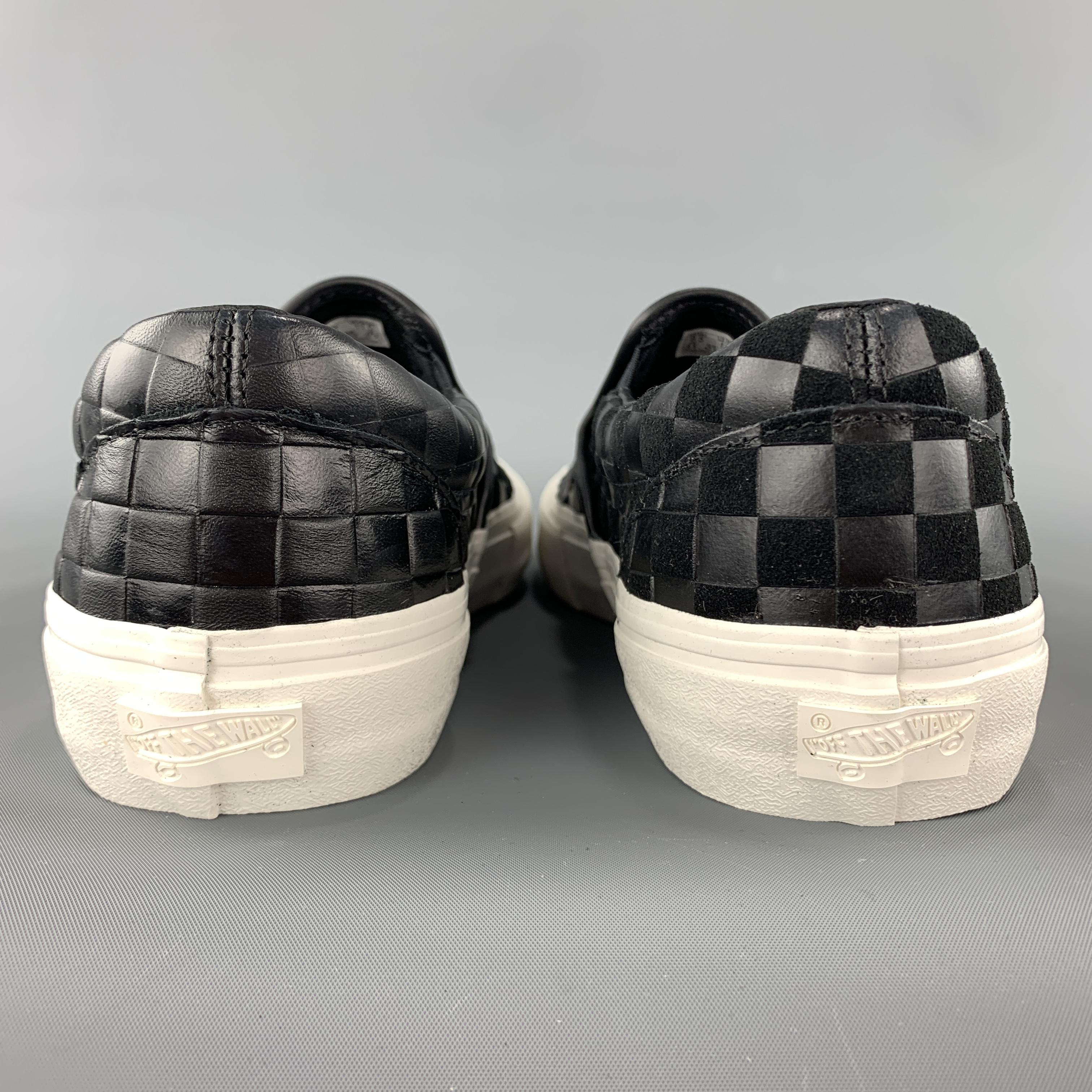 VANS x ENGINEERED GARMENTS Size 9.5 Black/White Checkered Leather Sneakers In New Condition In San Francisco, CA