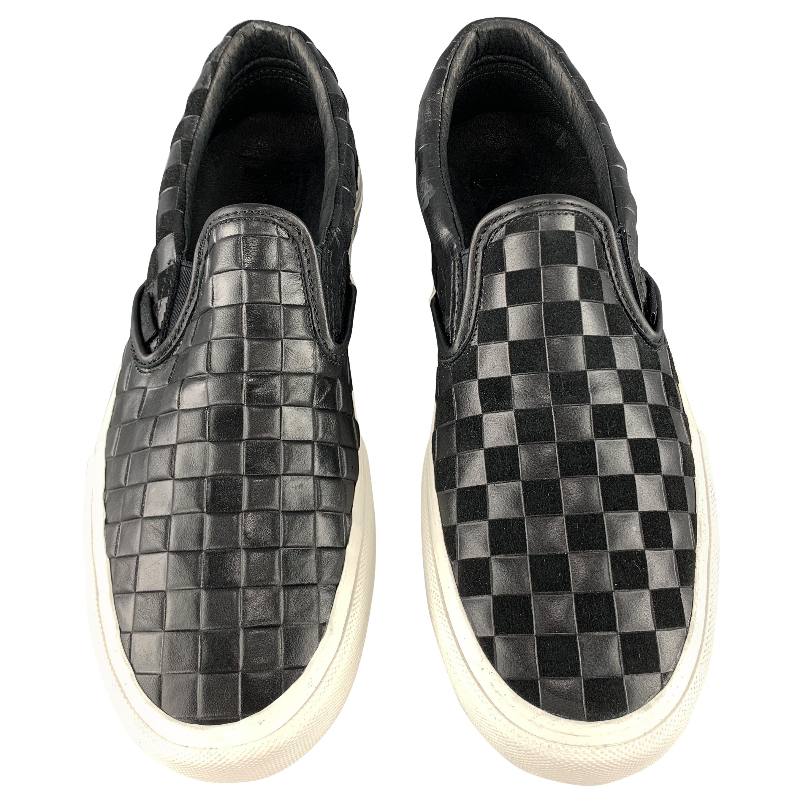 VANS x ENGINEERED GARMENTS Size 9.5 Black/White Checkered Leather Sneakers