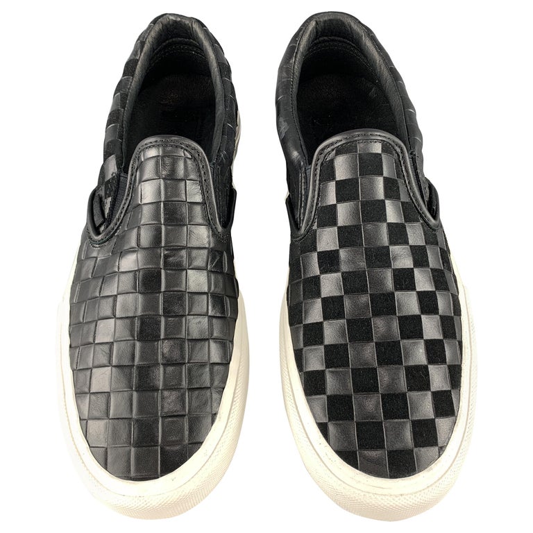 VANS x ENGINEERED GARMENTS Size 9.5 Black/White Checkered Leather Sneakers  at 1stDibs