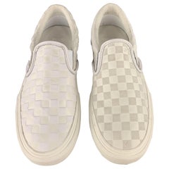 VANS x ENGINEERED GARMENTS Size 9.5 White Checkered Leather Slip On Sneakers