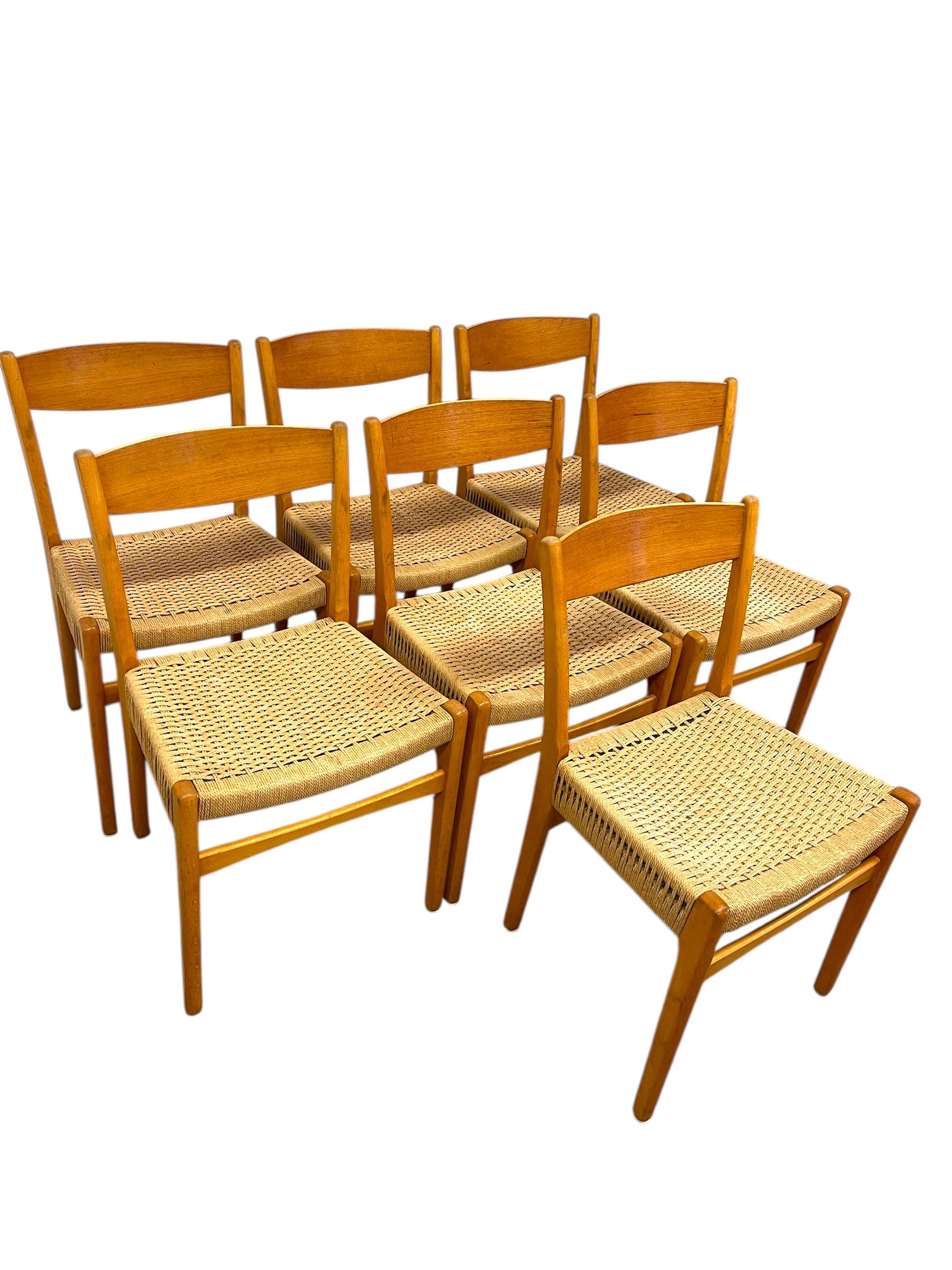 Vantage Dänischer Mid Century modern Esszimmerstuhl 7er Set von Skovmand & Andersen (Mitte des 20. Jahrhunderts) im Angebot