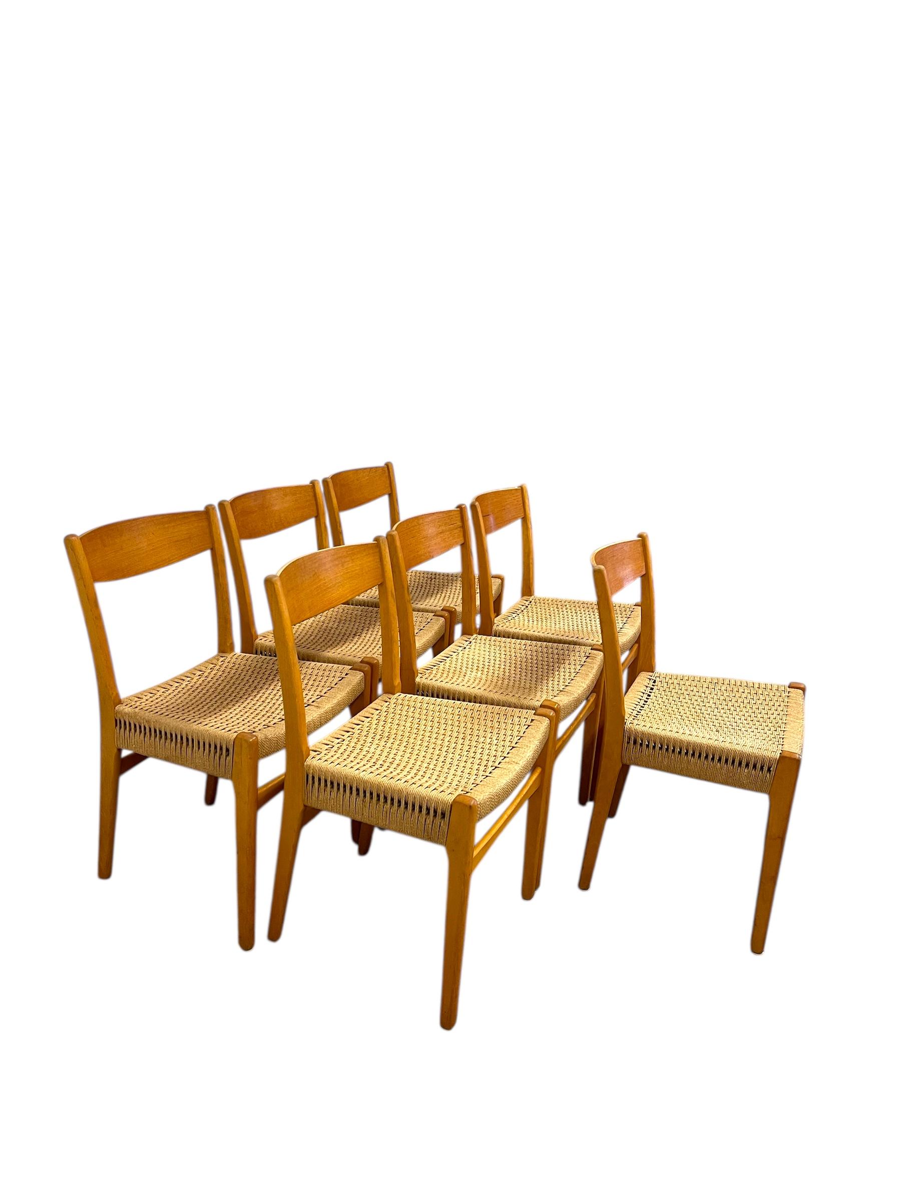 Vantage Dänischer Mid Century modern Esszimmerstuhl 7er Set von Skovmand & Andersen (Holz) im Angebot