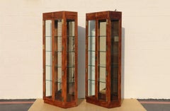 Vantage Pair of Campaign Style Curio Display Cabinets by Henredon