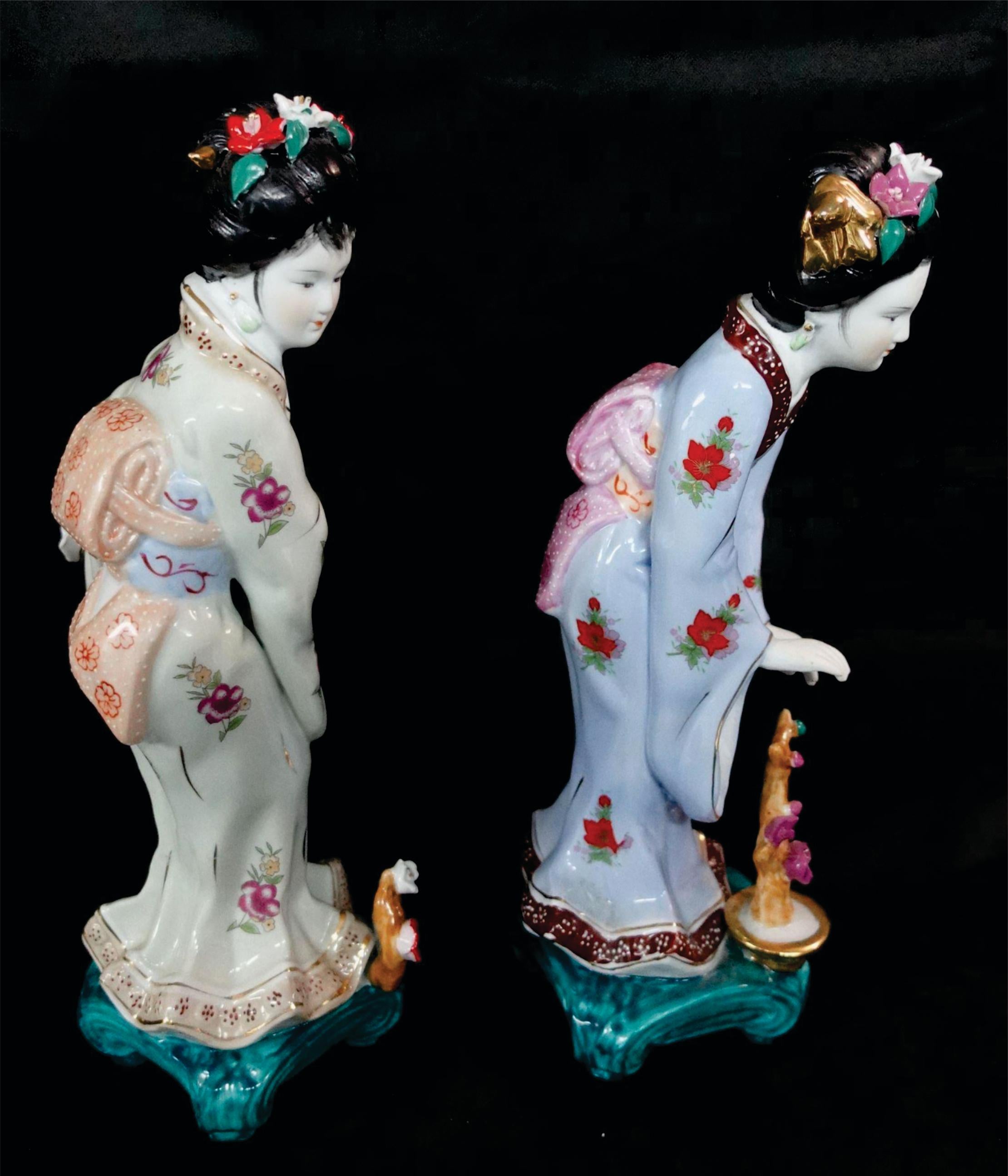 Altro Vantage Coppia di statue di geisha giapponese #2 in vendita