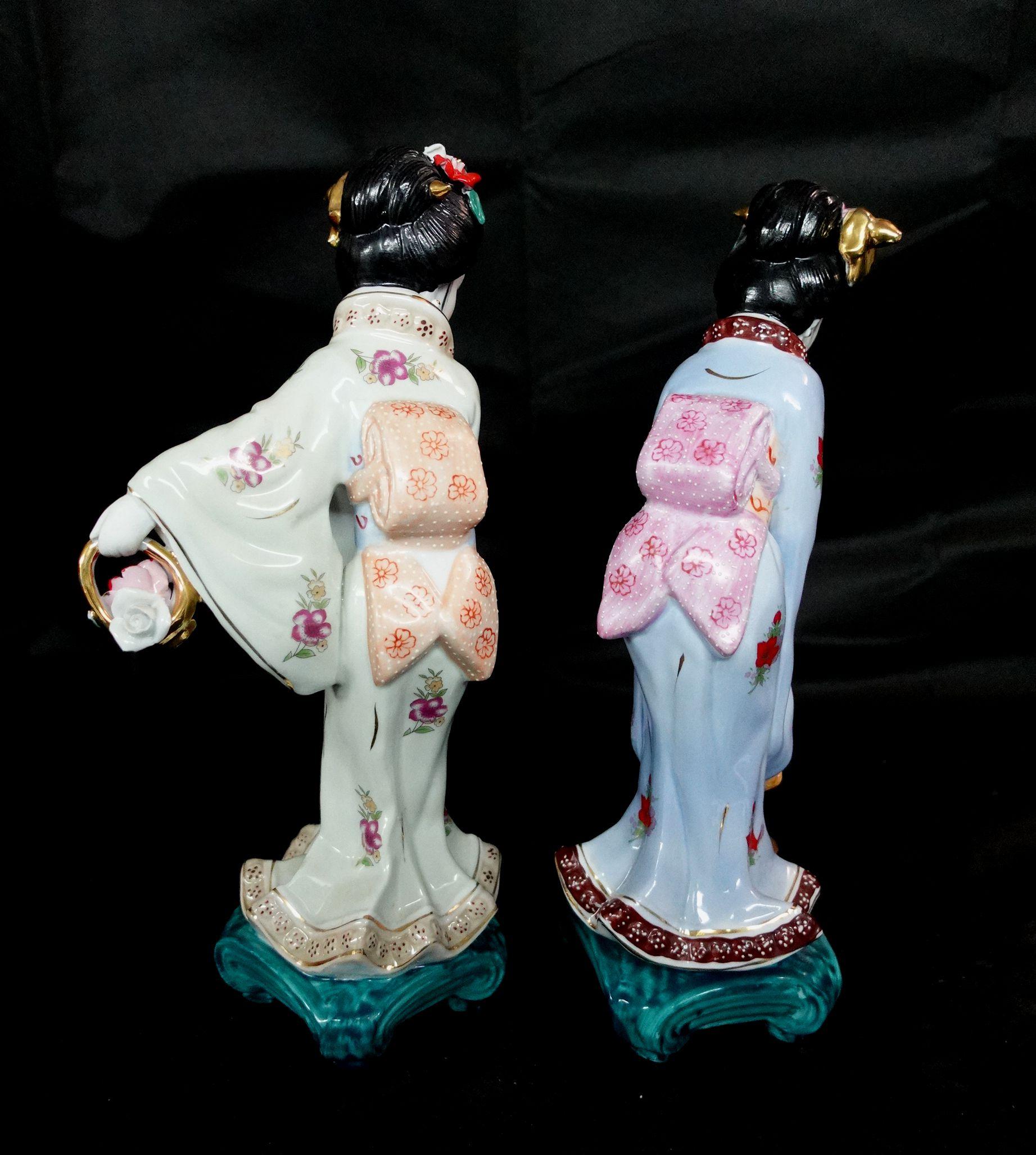 Giapponese Coppia di statue di geisha giapponese Vantage