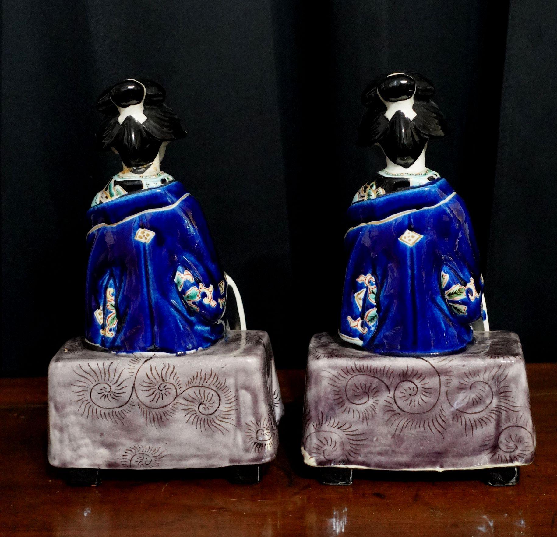 Vantage Pair of Japanese Geisha Statues In Excellent Condition In Norton, MA