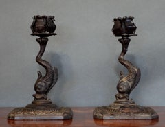 Vantage Pair of Rought Iron Candlesticks
