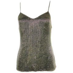 Vintage RALPH LAUREN Black Silk Slip Tank Evening Top w/ Rhinestones