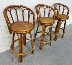 Vantage Rattan Swivel Bar Stools - Set of 3