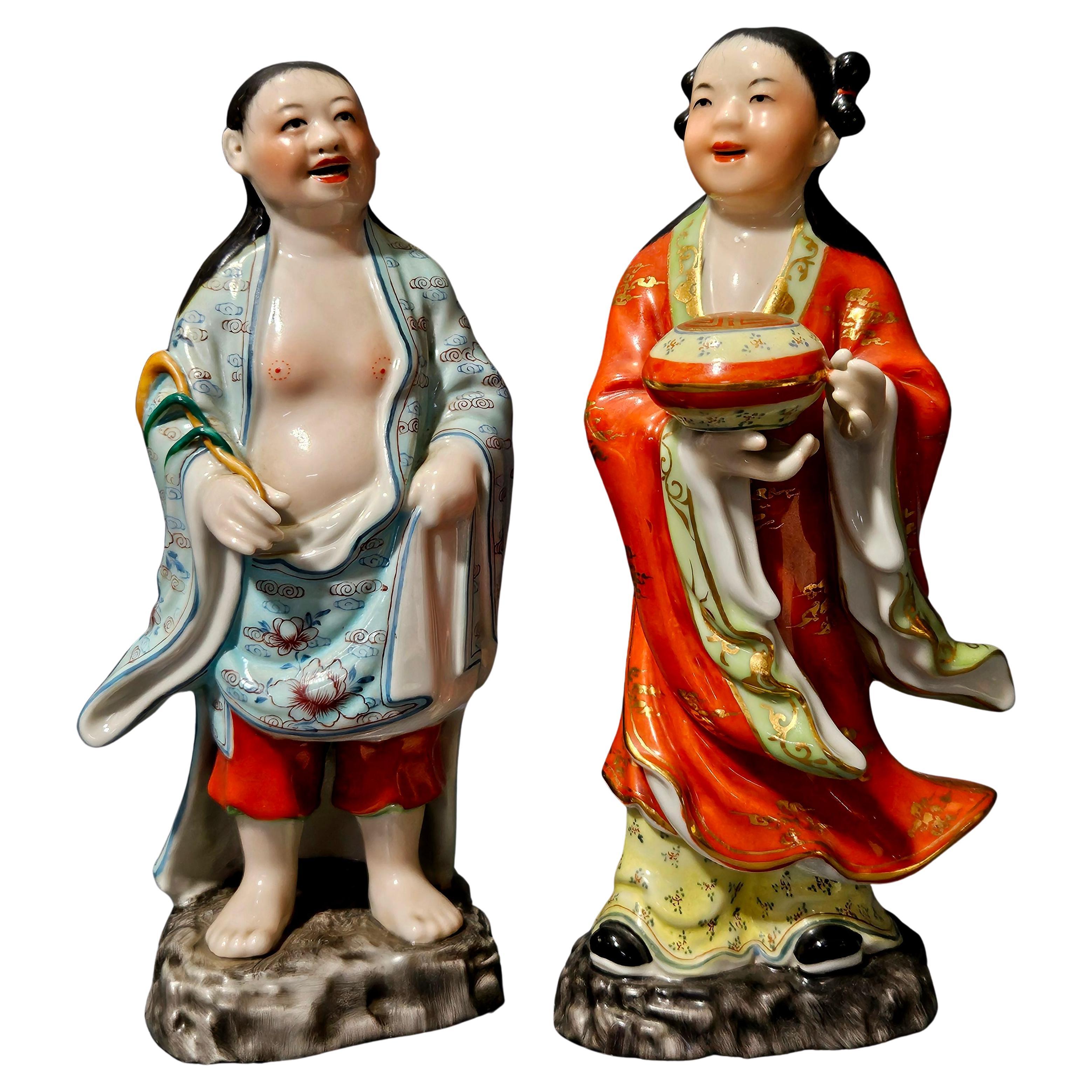 Vantage Two Immortals of Harmony and Unity Porcelain Figures