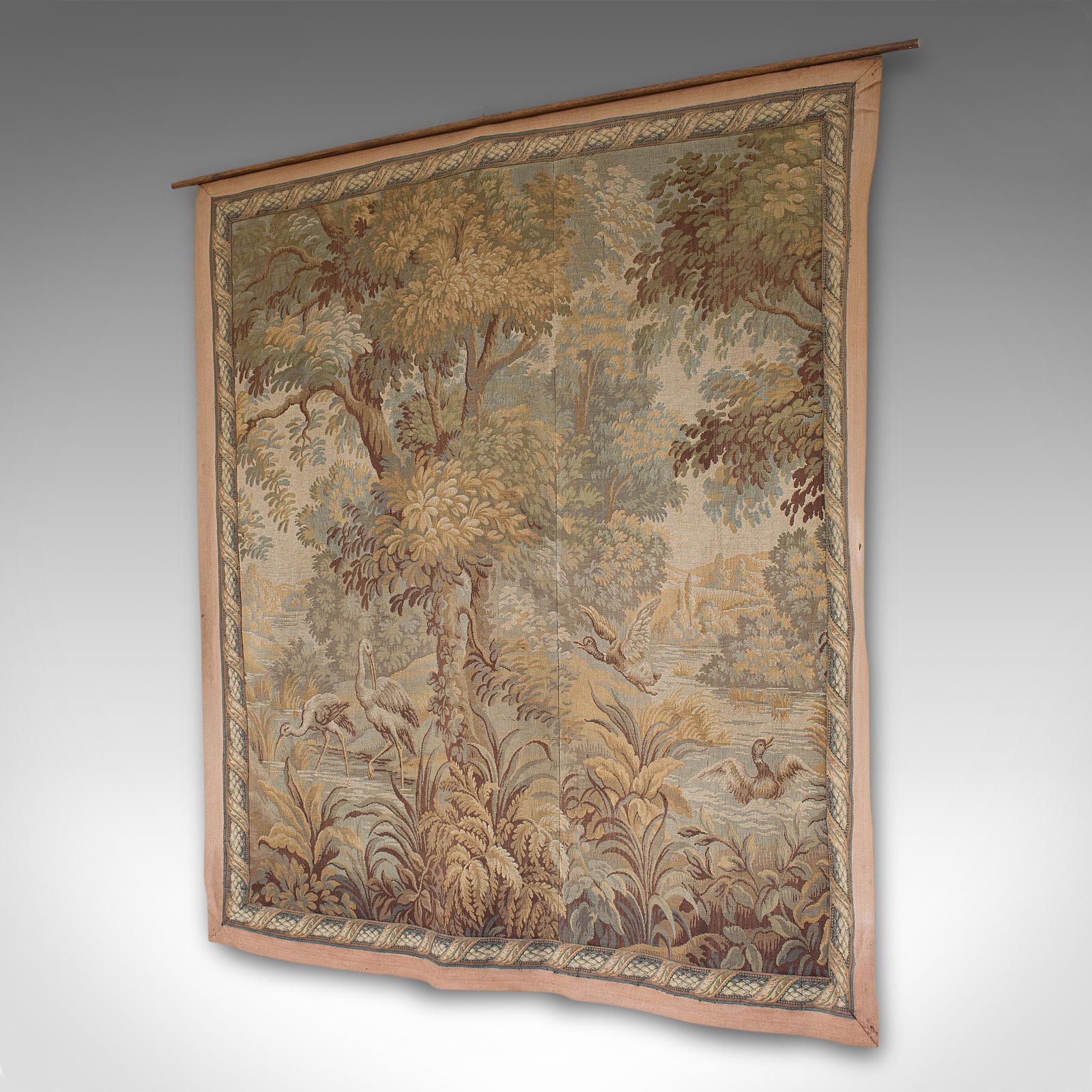 European vAntique Verdure Tapestry, Continental, Textile, Wall, Decorative, Victorian