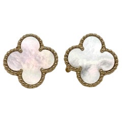 VanVan Cleef & Arpels Vintage Alhambra Perlmutt-Ohrringe 18k Gelbgold, Ohrringe