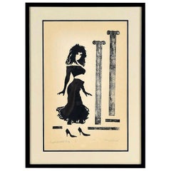 Vaporwave Style Kenny Dasch Sophisticated Lady Pencil Signed Print, 1988