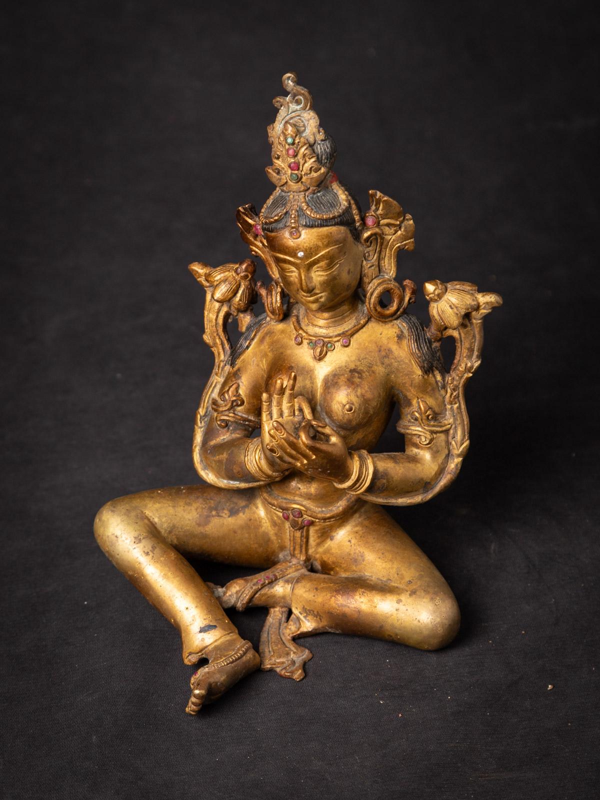 Varada mudra Old bronze Nepali Basundhara statue from Nepal For Sale 5