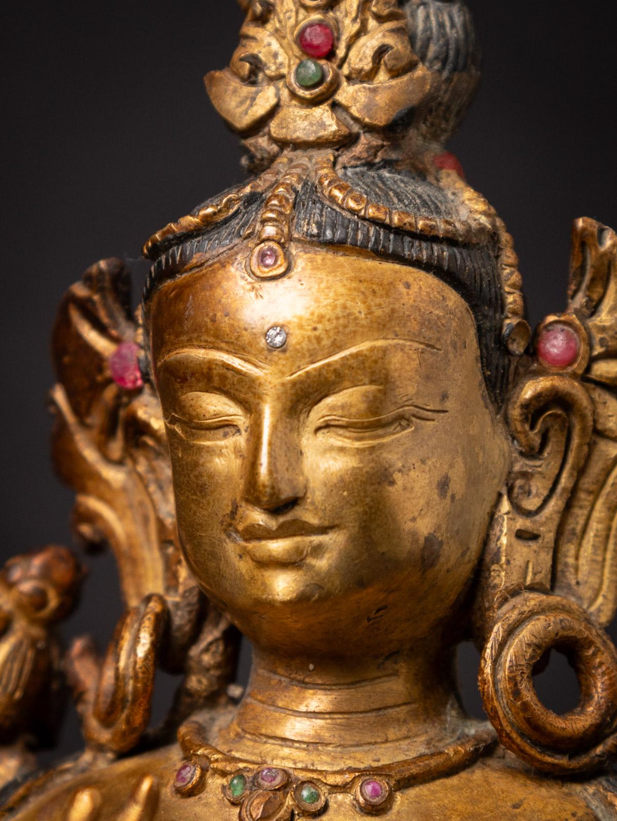 Varada mudra Old bronze Nepali Basundhara statue from Nepal For Sale 7