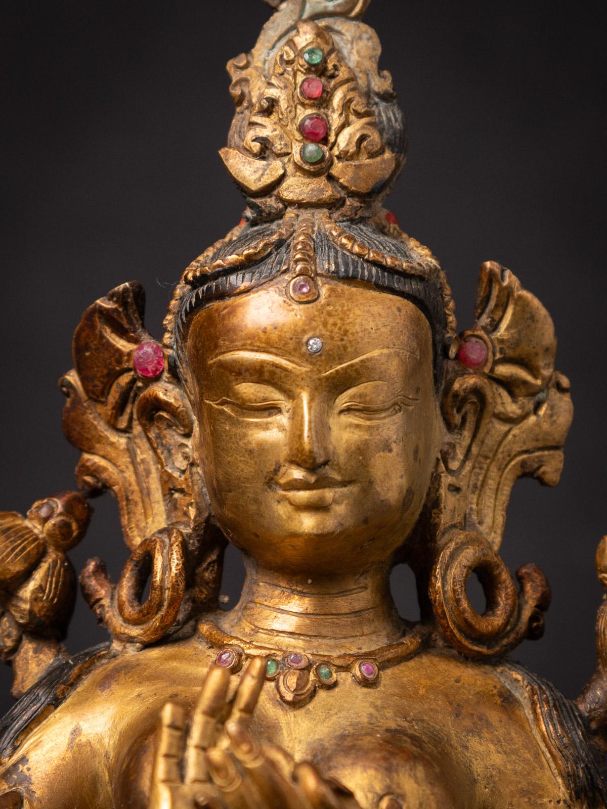 Varada mudra Old bronze Nepali Basundhara statue from Nepal For Sale 2