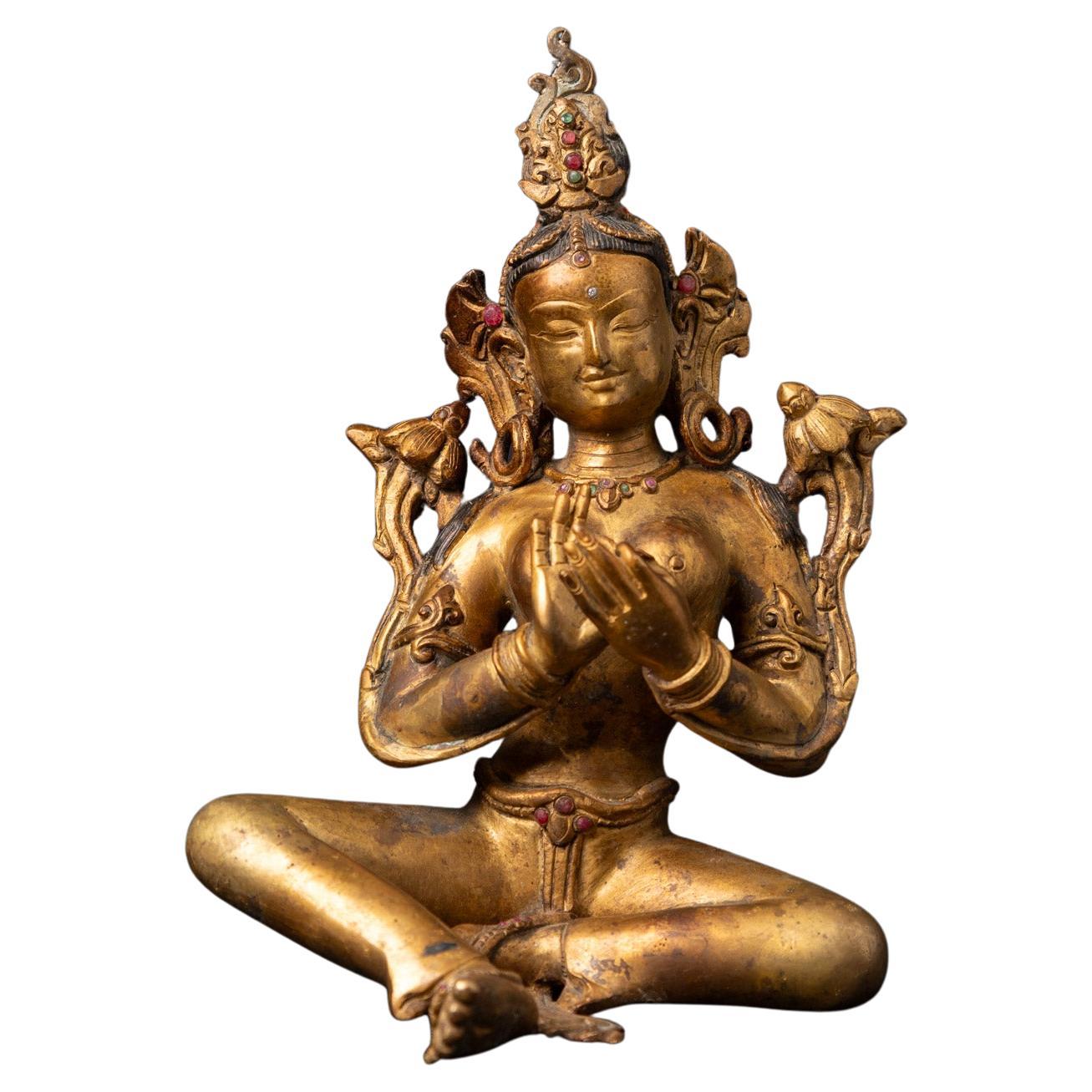 Varada mudra Old bronze Nepali Basundhara statue from Nepal For Sale