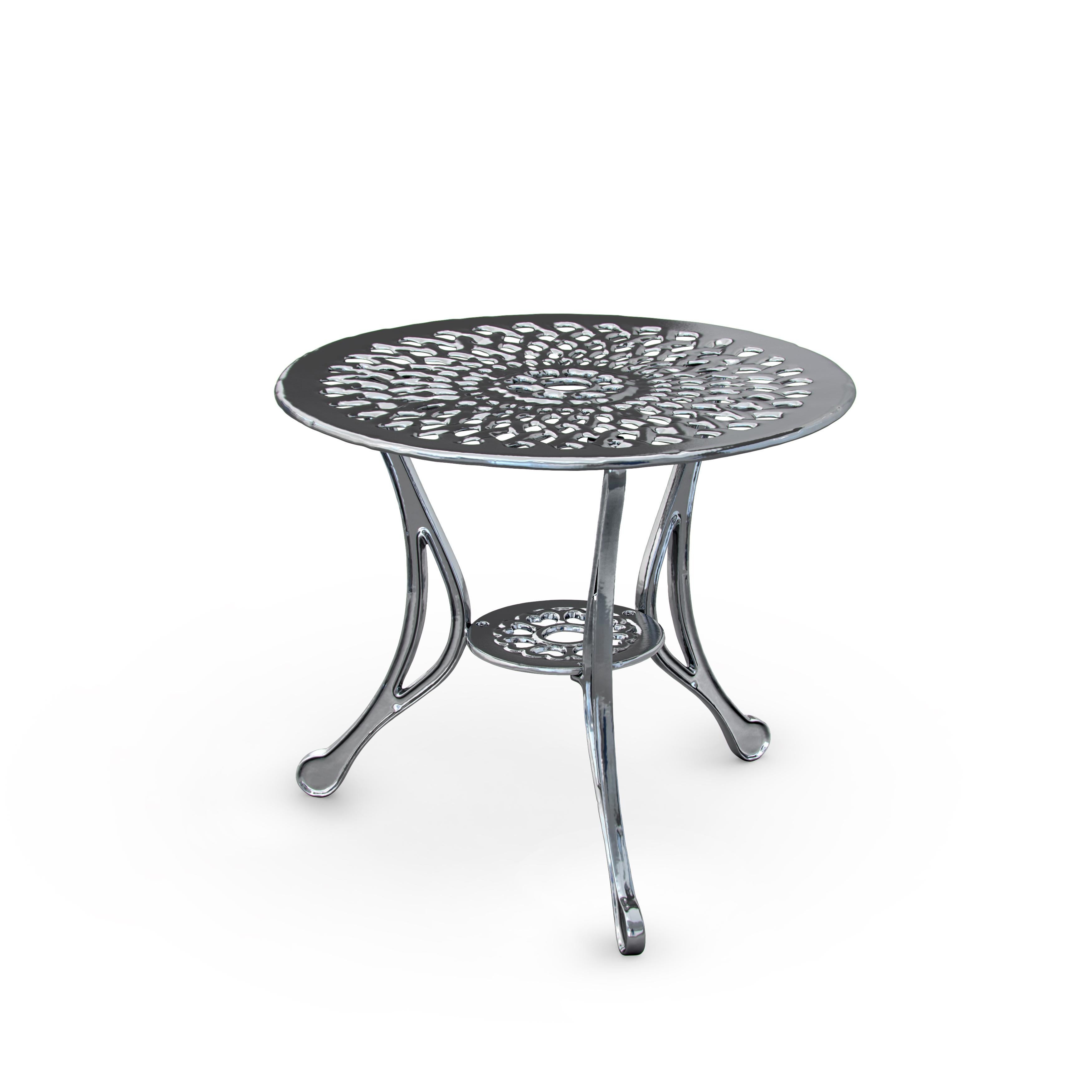 Moderne Table d'appoint Varado en aluminium pour extérieur avec finition chromée, fabriquée en Italie en vente