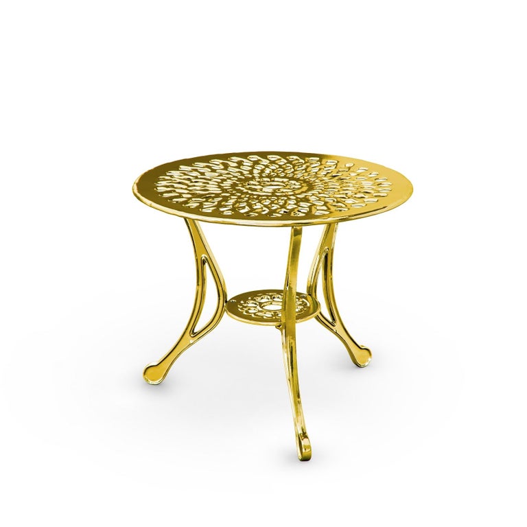 Varado, Outdoor Aluminum Side Table with Gold Finish, Made in Italy For ...