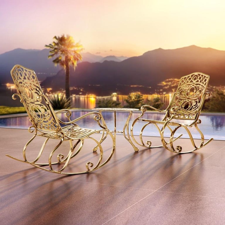 Varado, Outdoor Aluminum Side Table with Gold Finish, Made in Italy For ...