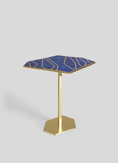 Varanasi Blue Side Table Small in Brass & Semi Precious Stone