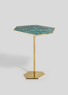 Jaipur Green Side Table Large in Brass, Viya by Vikram Goyal