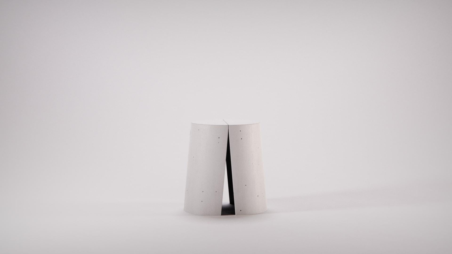 Brutalist Varco Concrete Stool by Ernesto Messineo in White Shade for Forma&Cemento For Sale