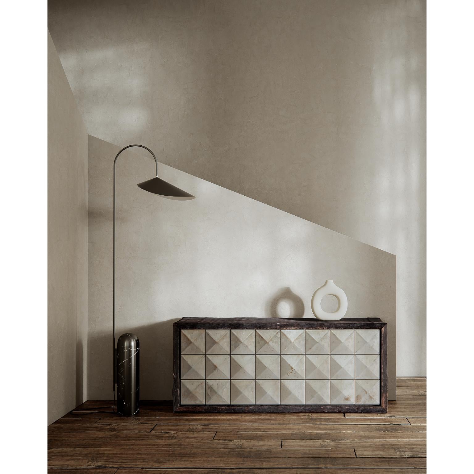 Varel Lowboard in Historic Oak, Raw Steel & Oak Veneer by Heilig Objects For Sale 8