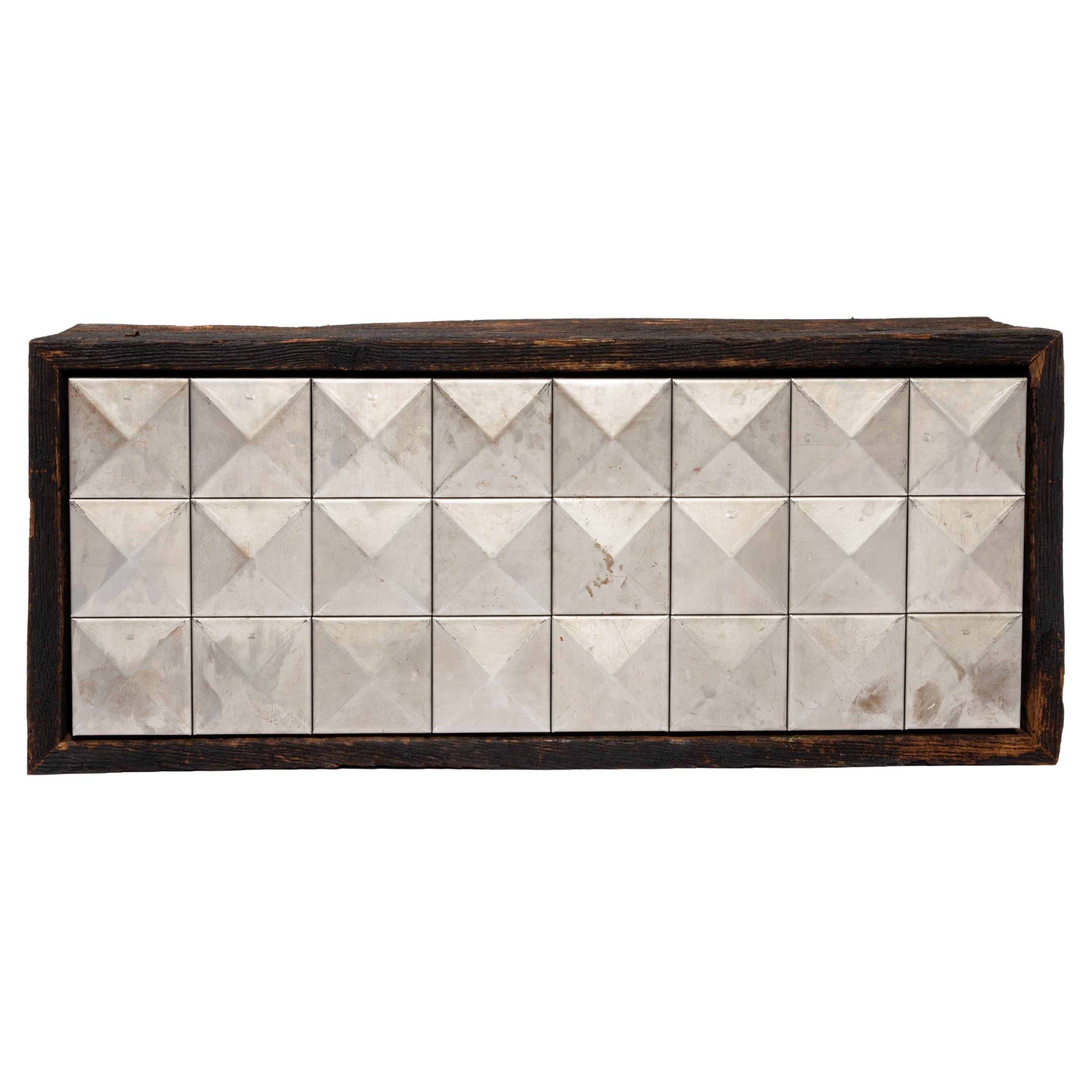 Varel Lowboard in Historic Oak, Raw Steel & Oak Veneer by Heilig Objects For Sale