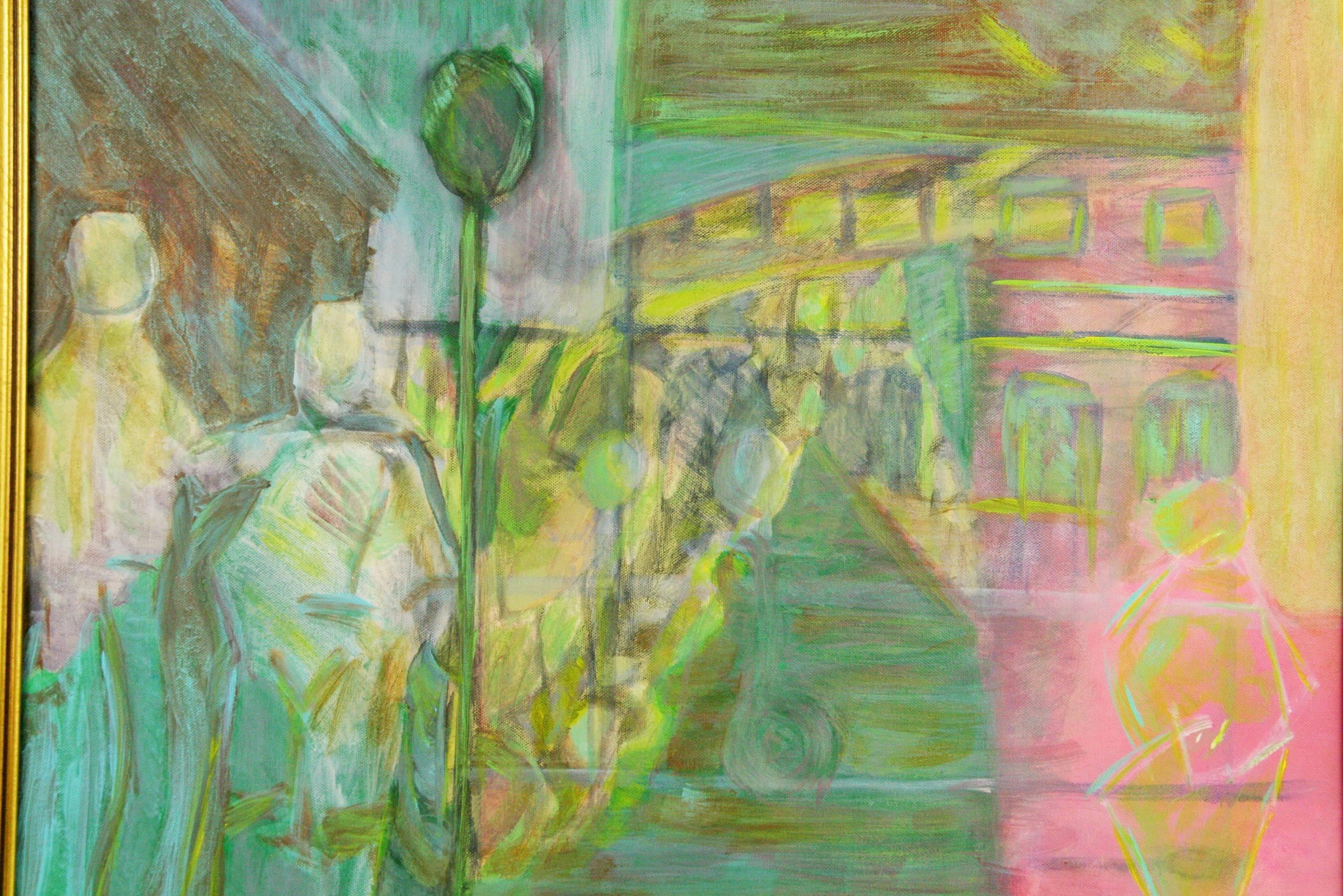 Figurativo surrealista  Paisaje urbano  por Varen hacia 1950 en venta 2