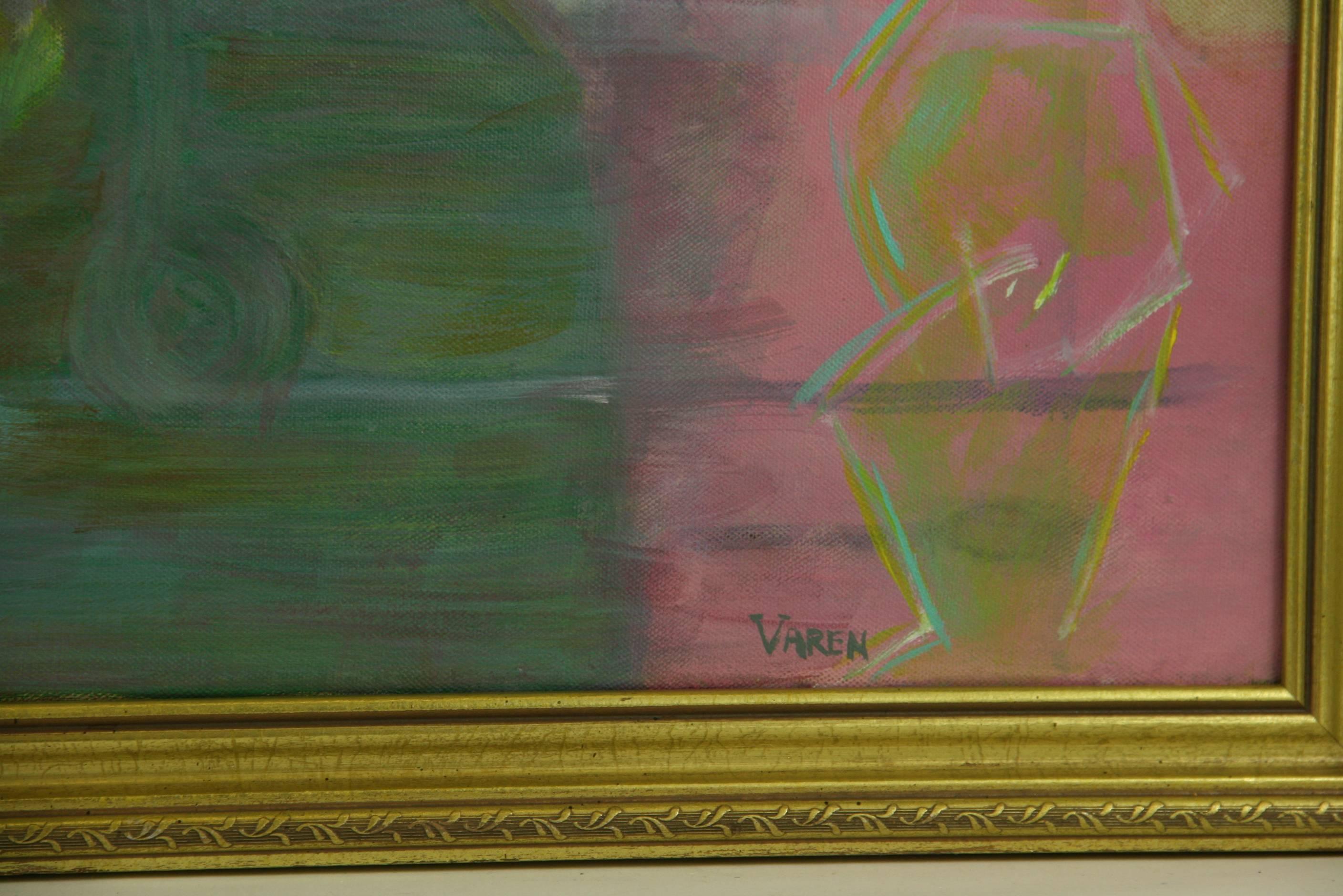 Figurativo surrealista  Paisaje urbano  por Varen hacia 1950 en venta 3