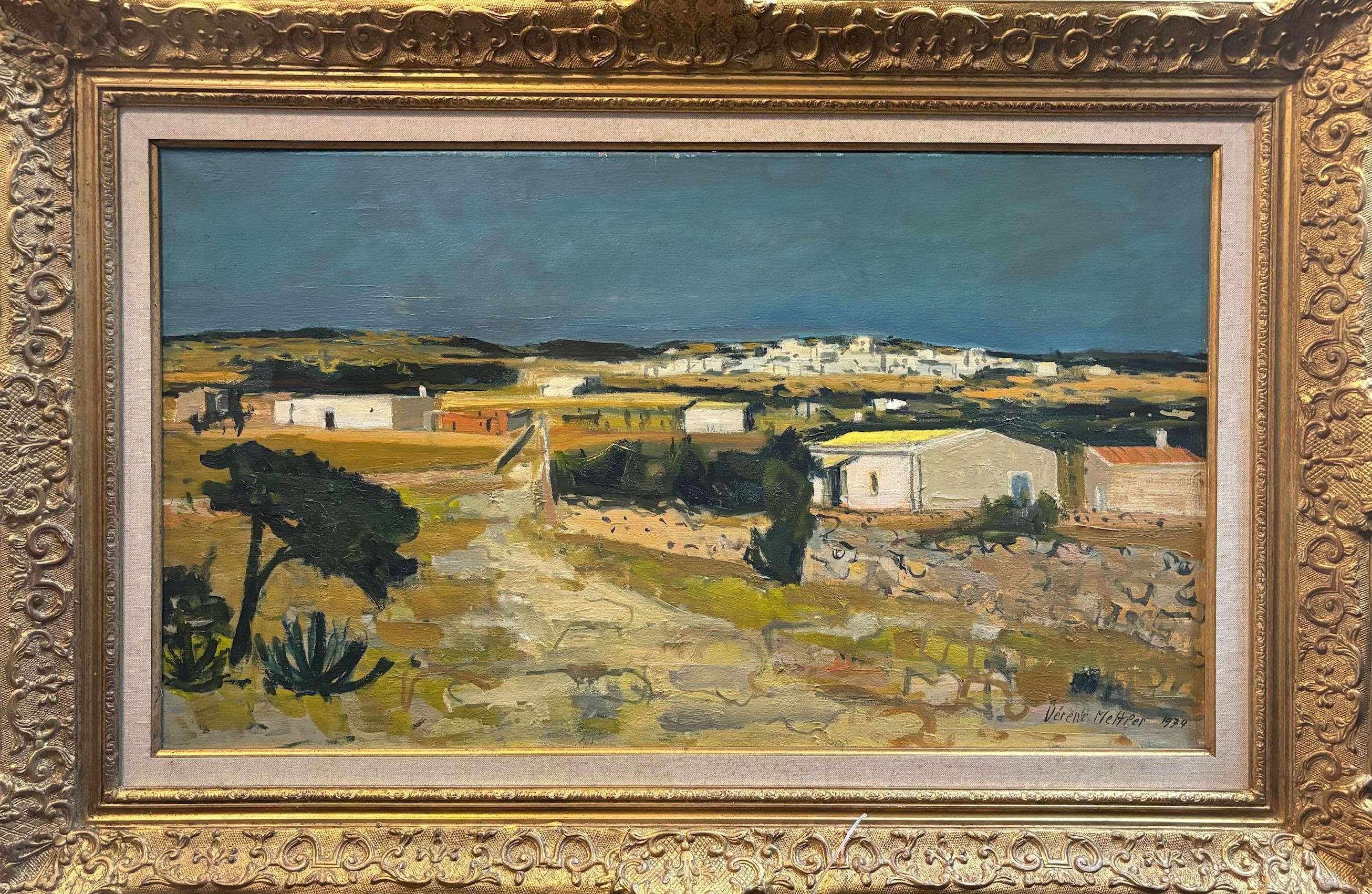 Landschaft von Vérène Mettler - Öl auf Leinwand 46x80 cm – Painting von Varène Mettler
