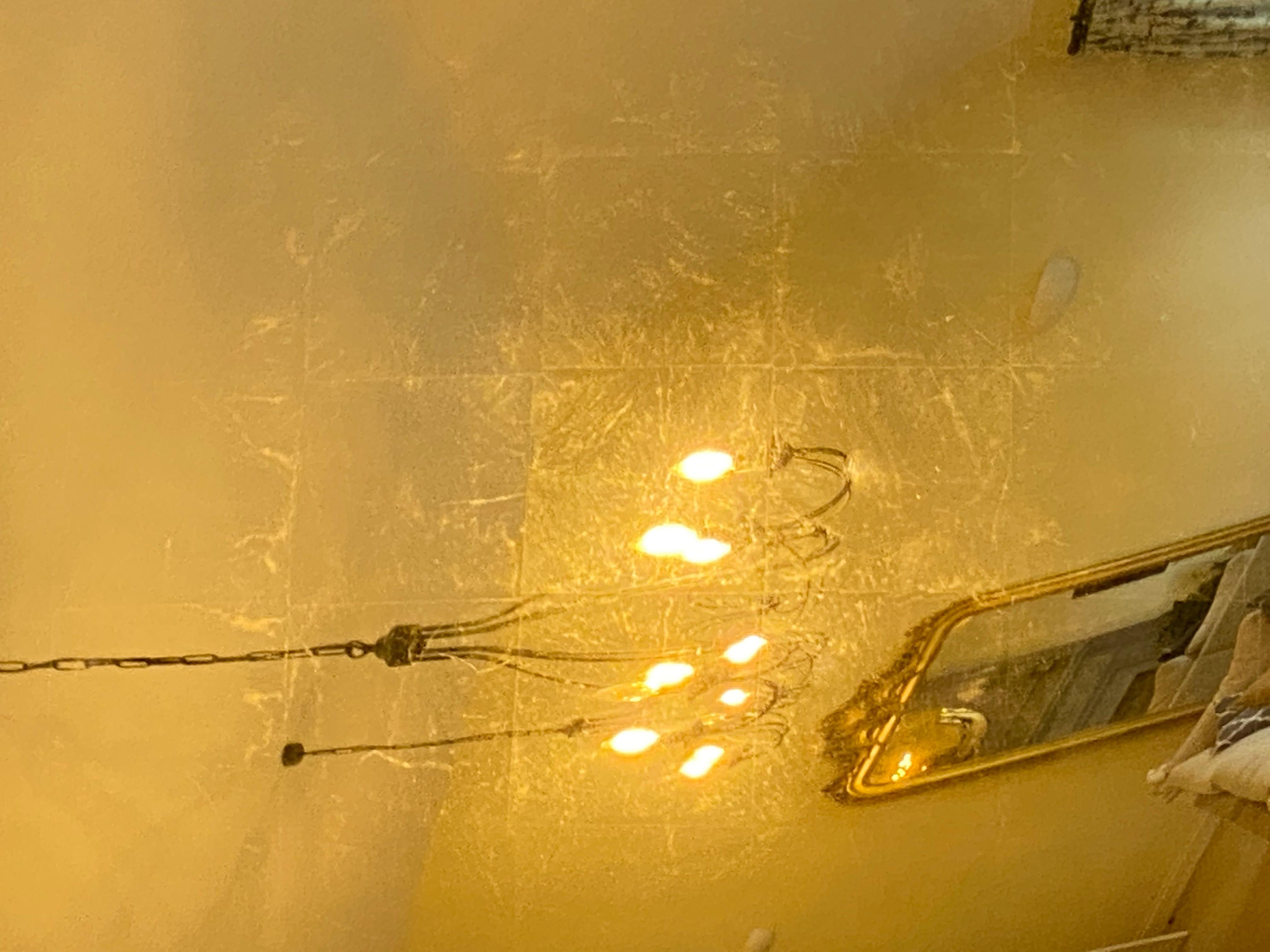 Verre Églomisé Varenna 24 Ct Verre Eglomisé Red Gold Diameter Convex Mirror - 100 cm diameter. For Sale