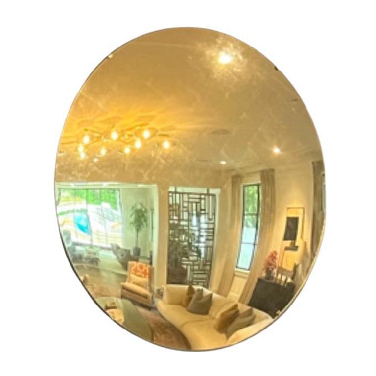 Varenna 24 Ct Verre Eglomisé Red Gold Diameter Convex Mirror - 100 cm diameter. For Sale