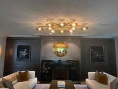 Varenna 24 Ct Verre Eglomisé Red Gold Diameter Convex Mirror - 59"/150 cm dia.