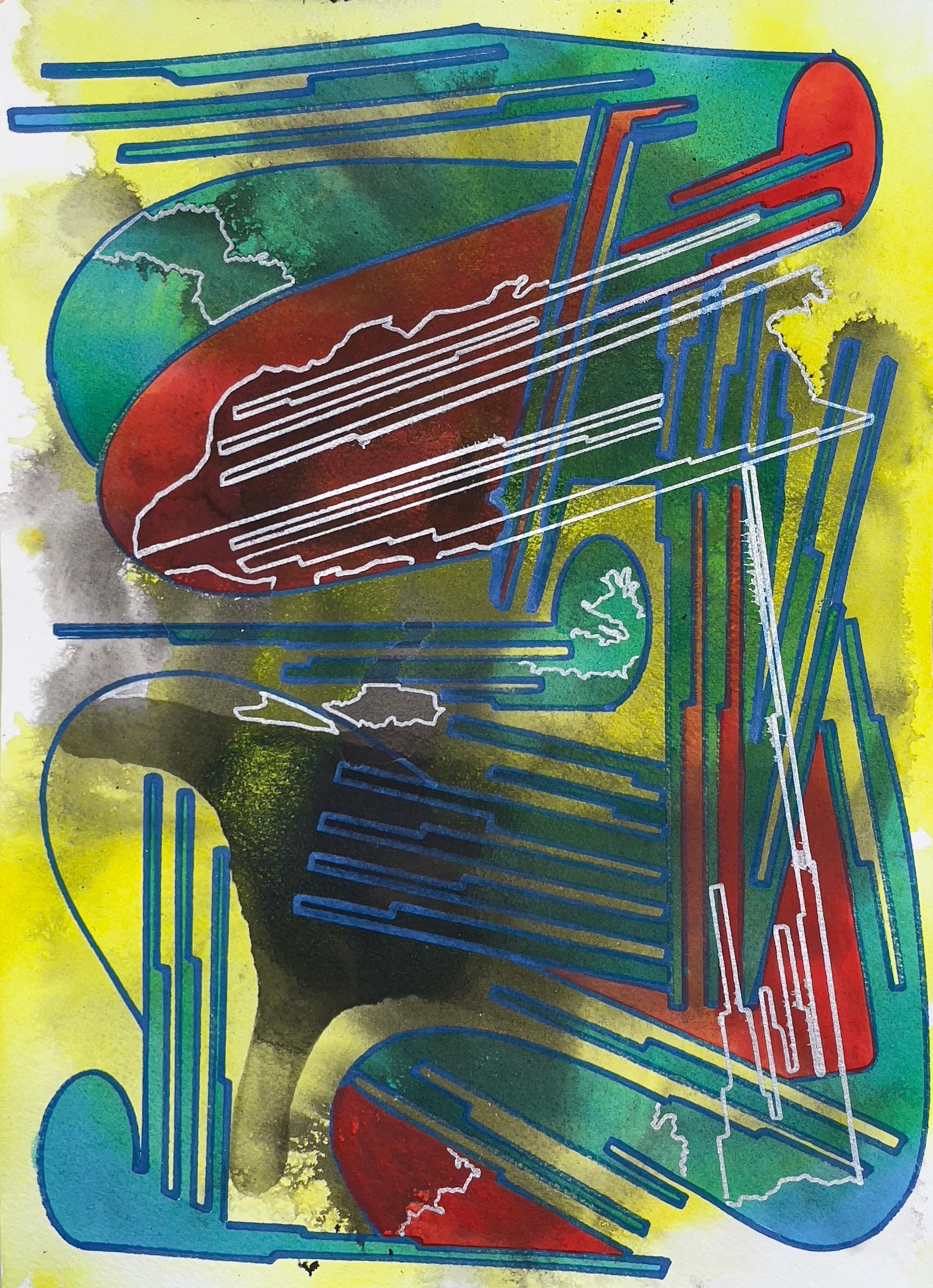 Syntax 17 (2023)
Acrylic gouache, oil enamel on paper
12x10 inches 
Signed and dated by the artist on verso

Vargas-Suarez Universal (b. 1972) is an artist based between New York City, Houston, and Bishkek, Kyrgyzstan. Born in Mexico City and raised