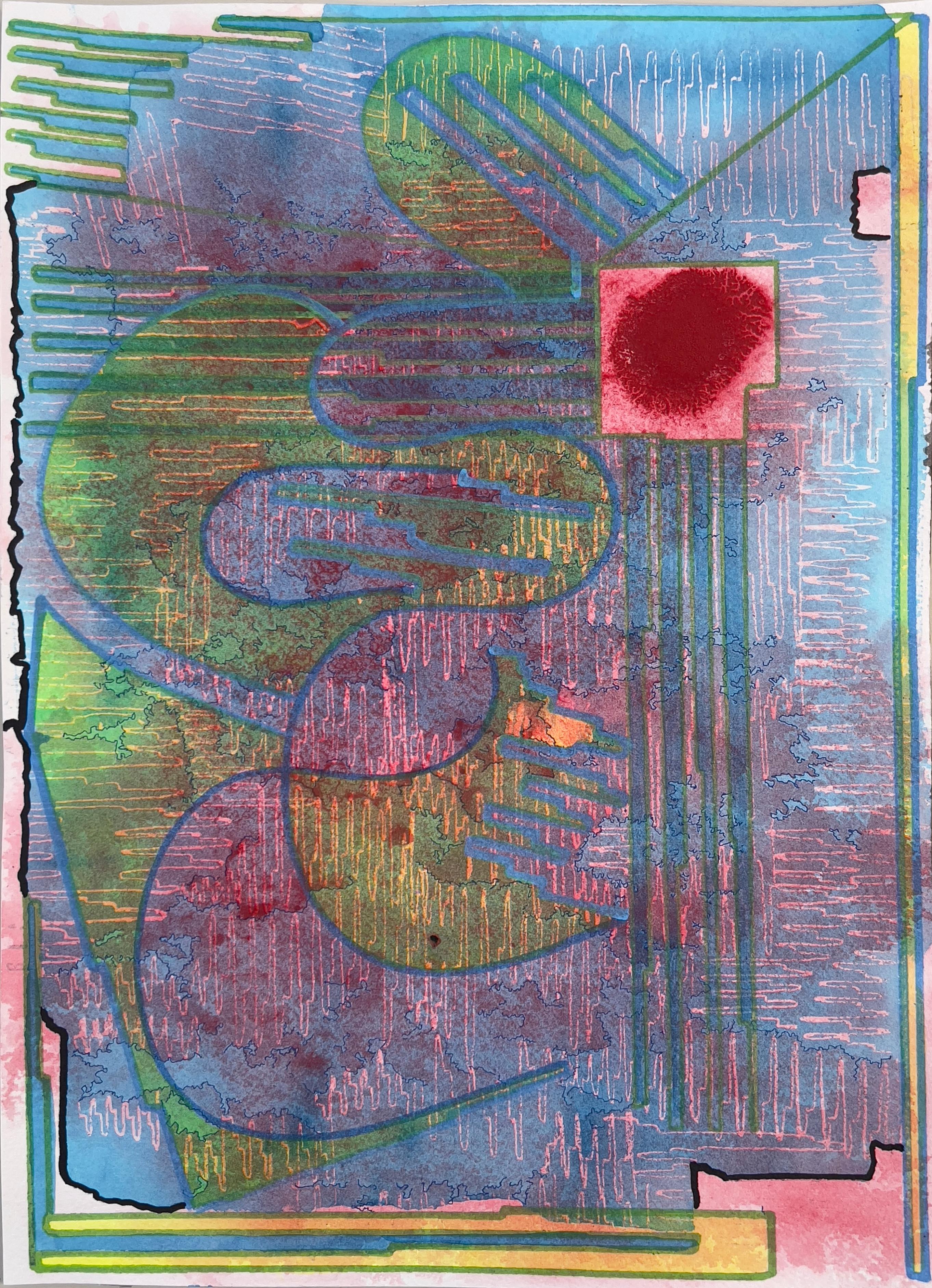Syntax 22 (2023)
Acrylic gouache, oil enamel on paper
12x10 inches 
Signed and dated by the artist on verso

Vargas-Suarez Universal (b. 1972) is an artist based between New York City, Houston, and Bishkek, Kyrgyzstan. Born in Mexico City and raised