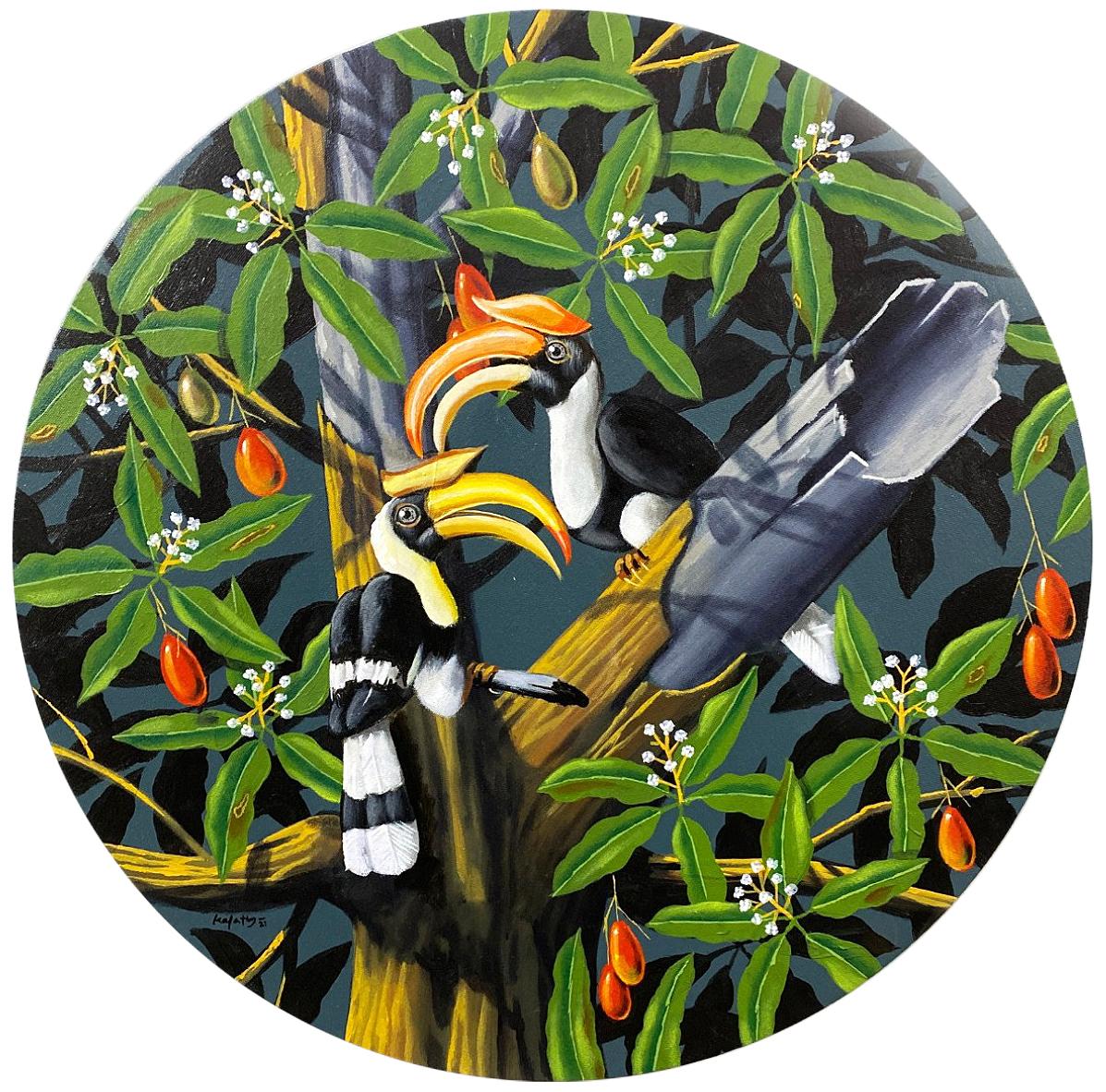 Varghese Kalathil Landscape Painting – Blooming Spring Serie, Acryl auf Leinwand von zeitgenössischem Künstler, „Auf Lager“