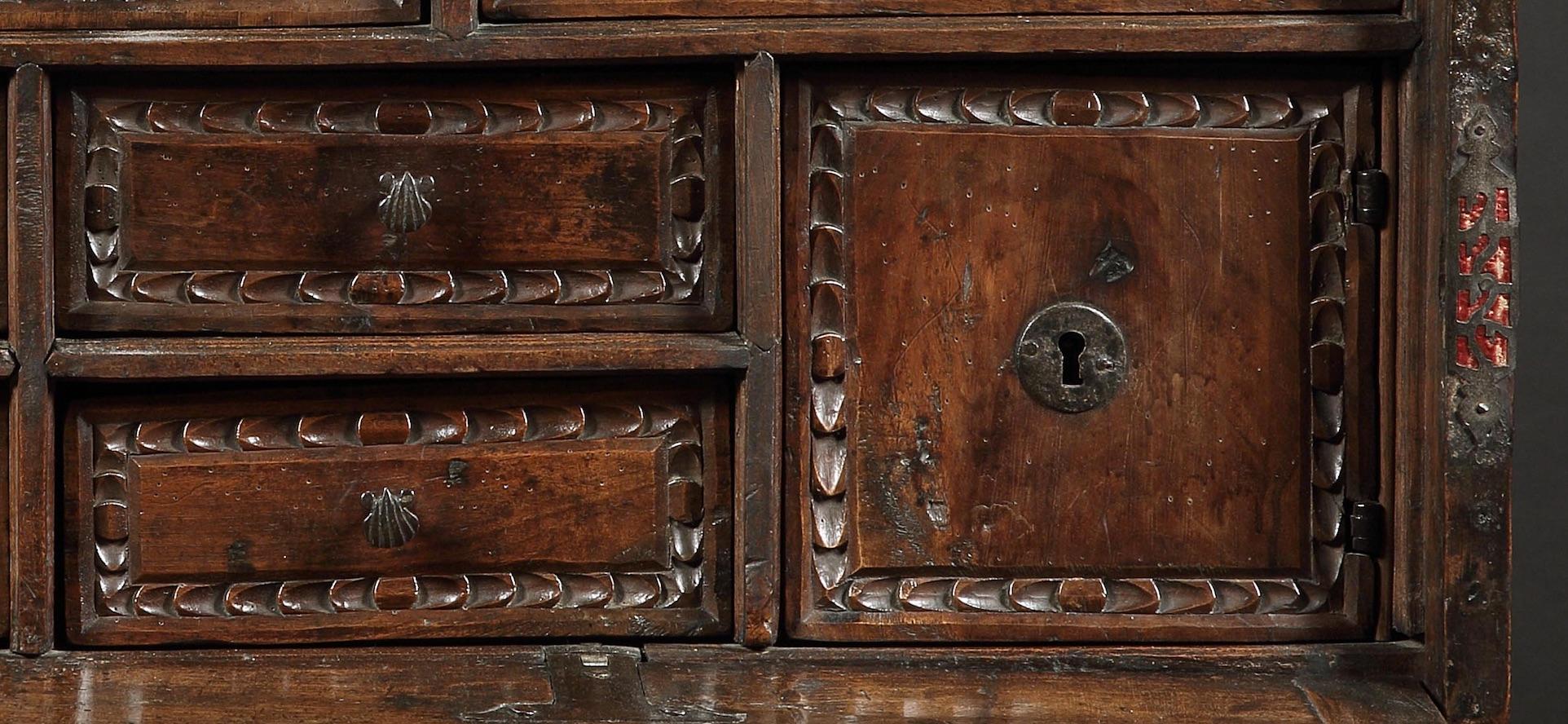 Vargueno, Bargueno, Escritorio, Taquillon, Espagnol, Baroque, Noyer, Velours en vente 9