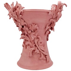 Vari Capitelli V, a Unique Ceramic Vase in Vibrant Salmon Pink by Jo Taylor