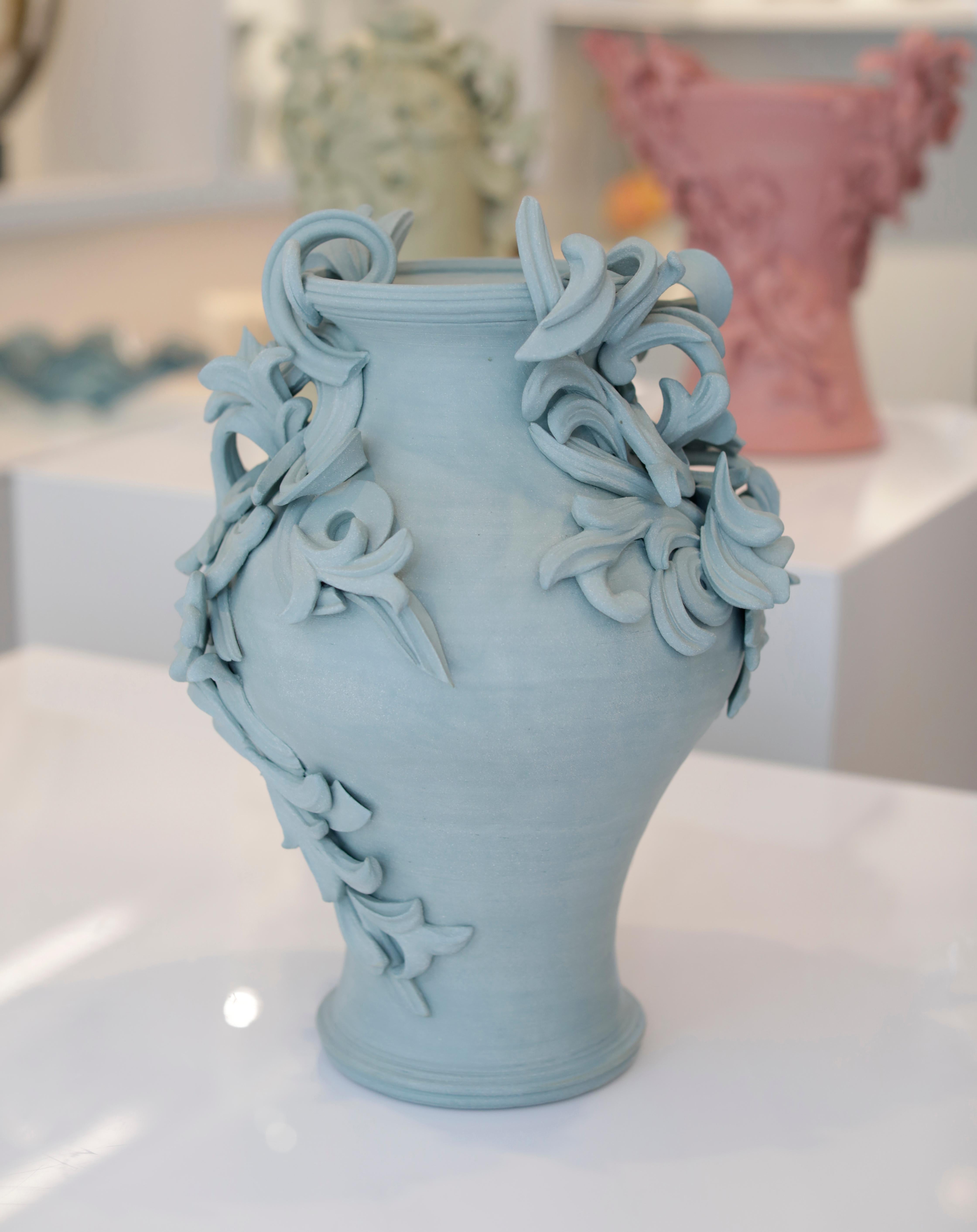Vari Capitelli VI, a Unique Ceramic Vase in Soft Jade Green by Jo Taylor In New Condition In London, GB
