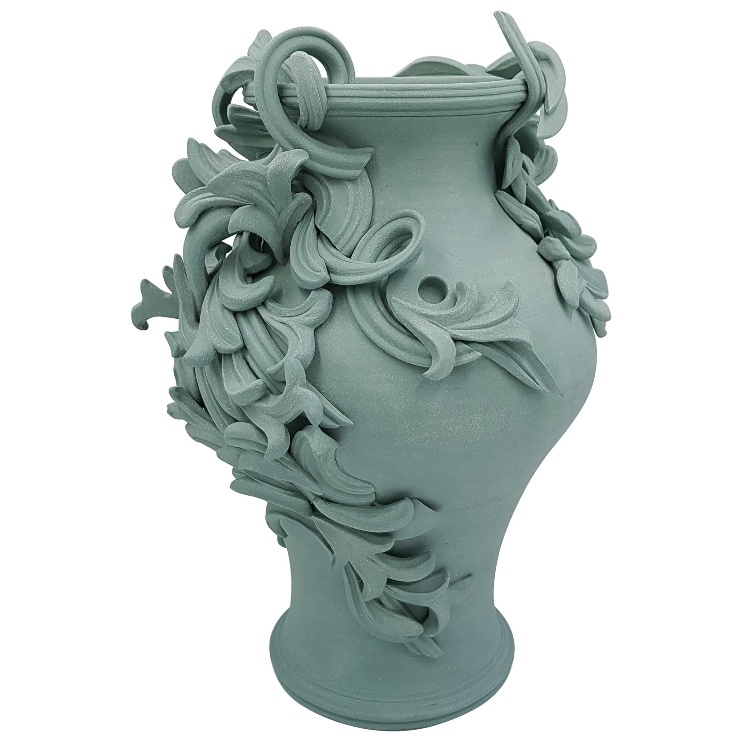 Vari Capitelli VI, a Unique Ceramic Vase in Soft Jade Green by Jo Taylor