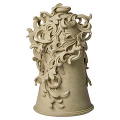 Vari Capitelli VII, a Unique Ceramic Vase in Soft Ochre Green by Jo Taylor