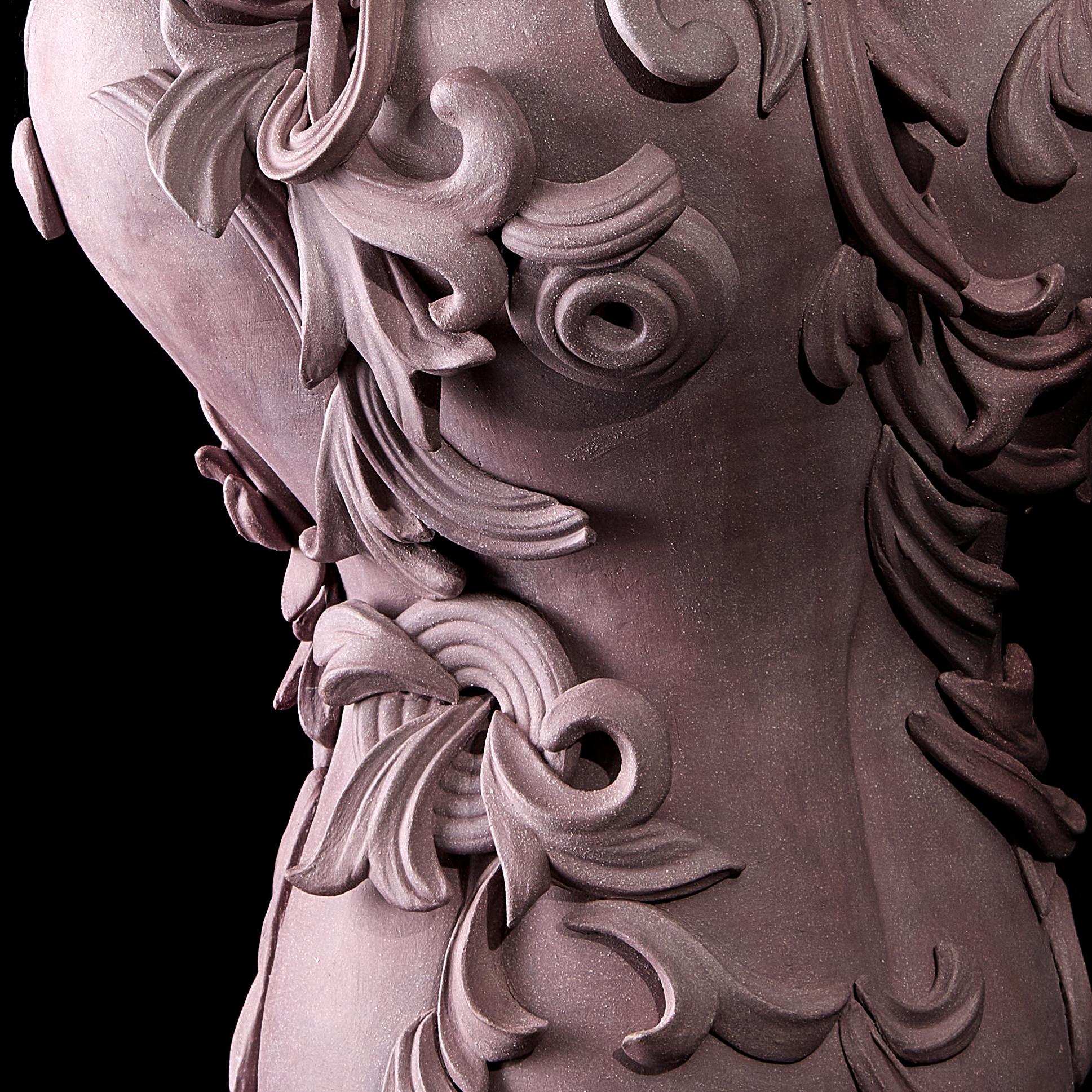 Hand-Crafted Vari Capitelli VIII, a Unique Ceramic Vase in Dusky Damson and Plum by Jo Taylor
