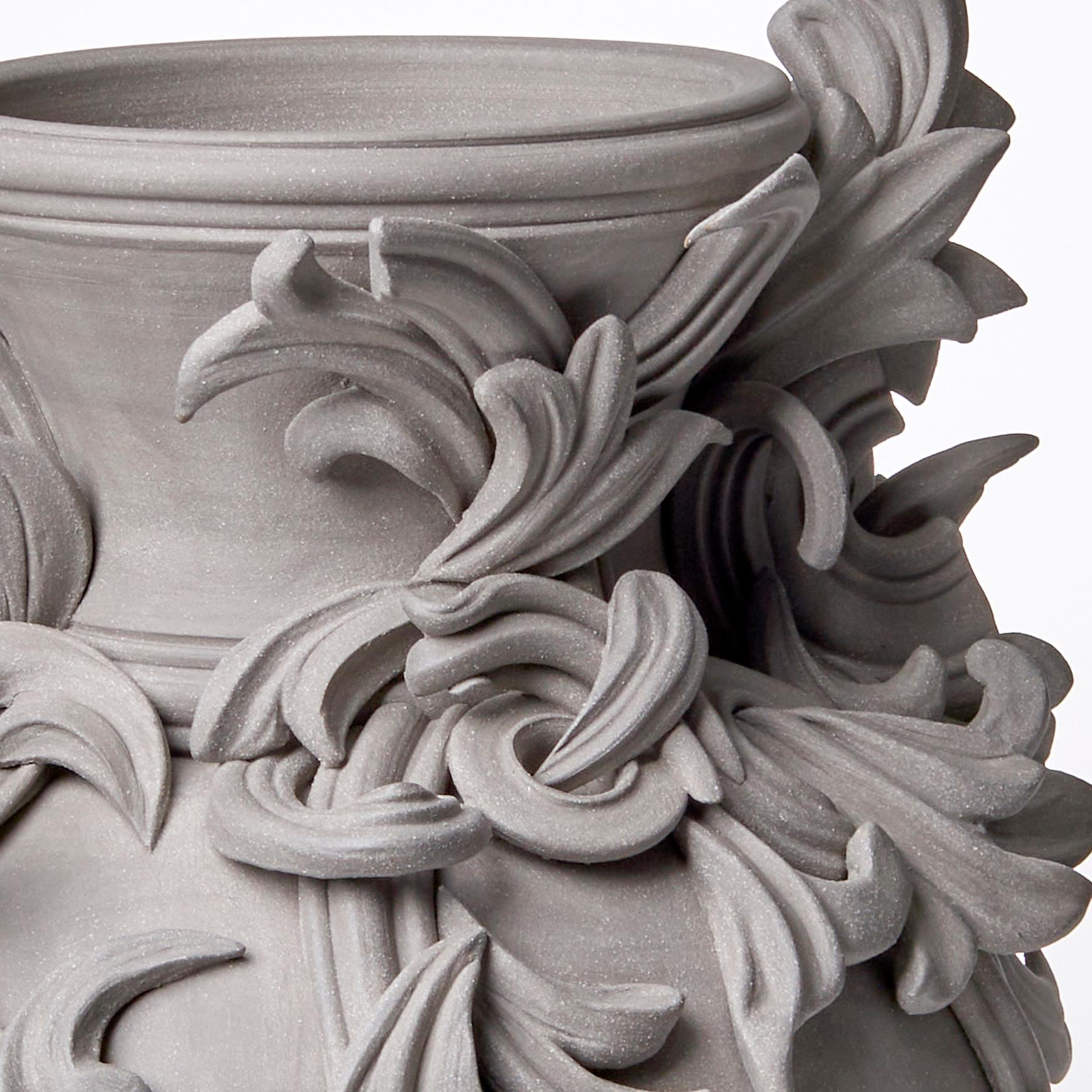 British Vari Capitelli X, a Unique Ceramic Vase in Warm Grey by Jo Taylor