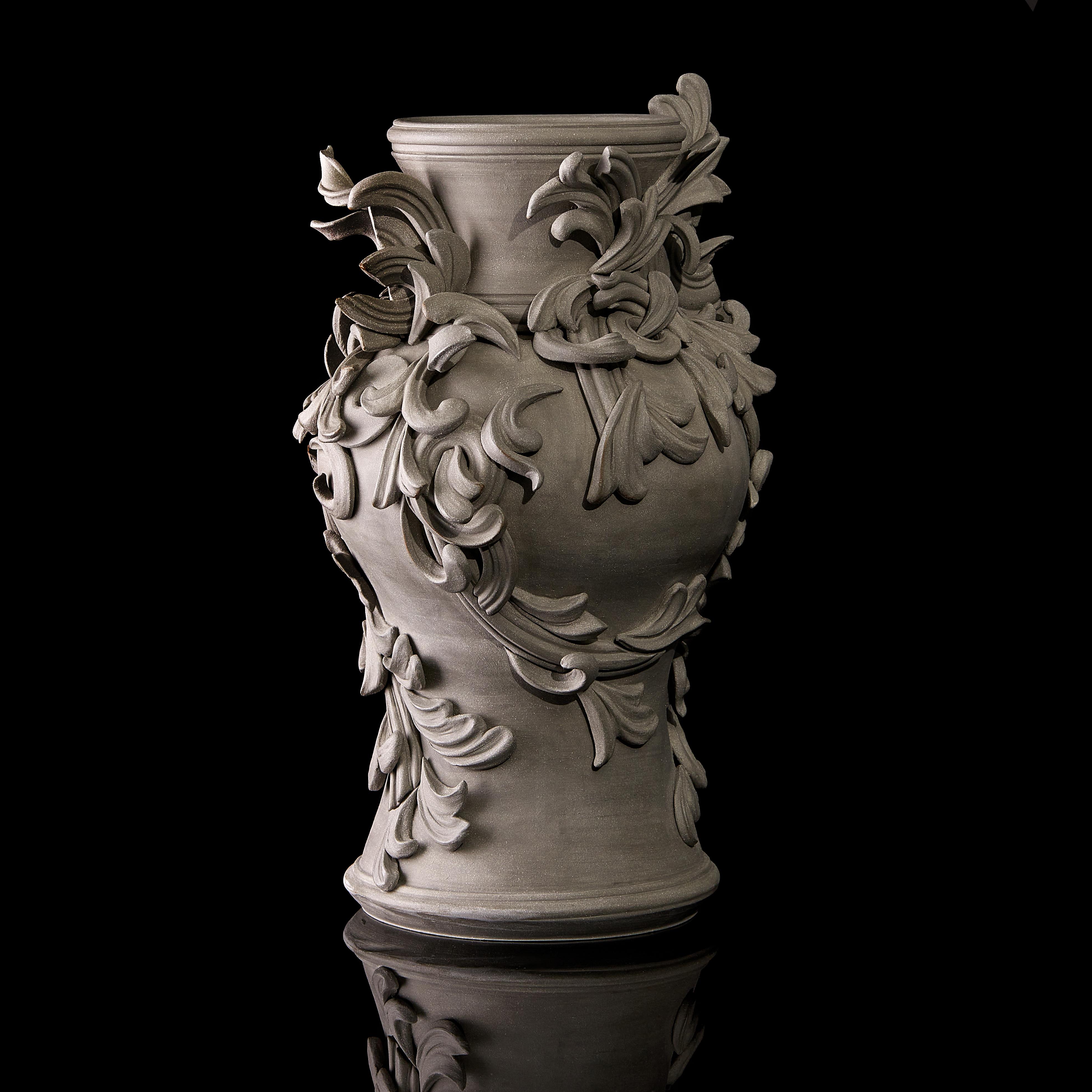 Hand-Crafted Vari Capitelli X, a Unique Ceramic Vase in Warm Grey by Jo Taylor