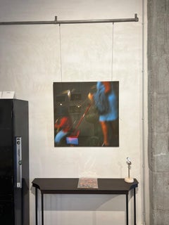 Photographie couleur en méthacrylate, terrain de jeu/enfant, avec cadre en aluminium.