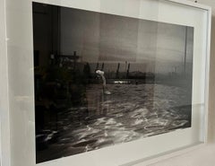 Swimming pool jump photography, black and white, analog photo framed with unique