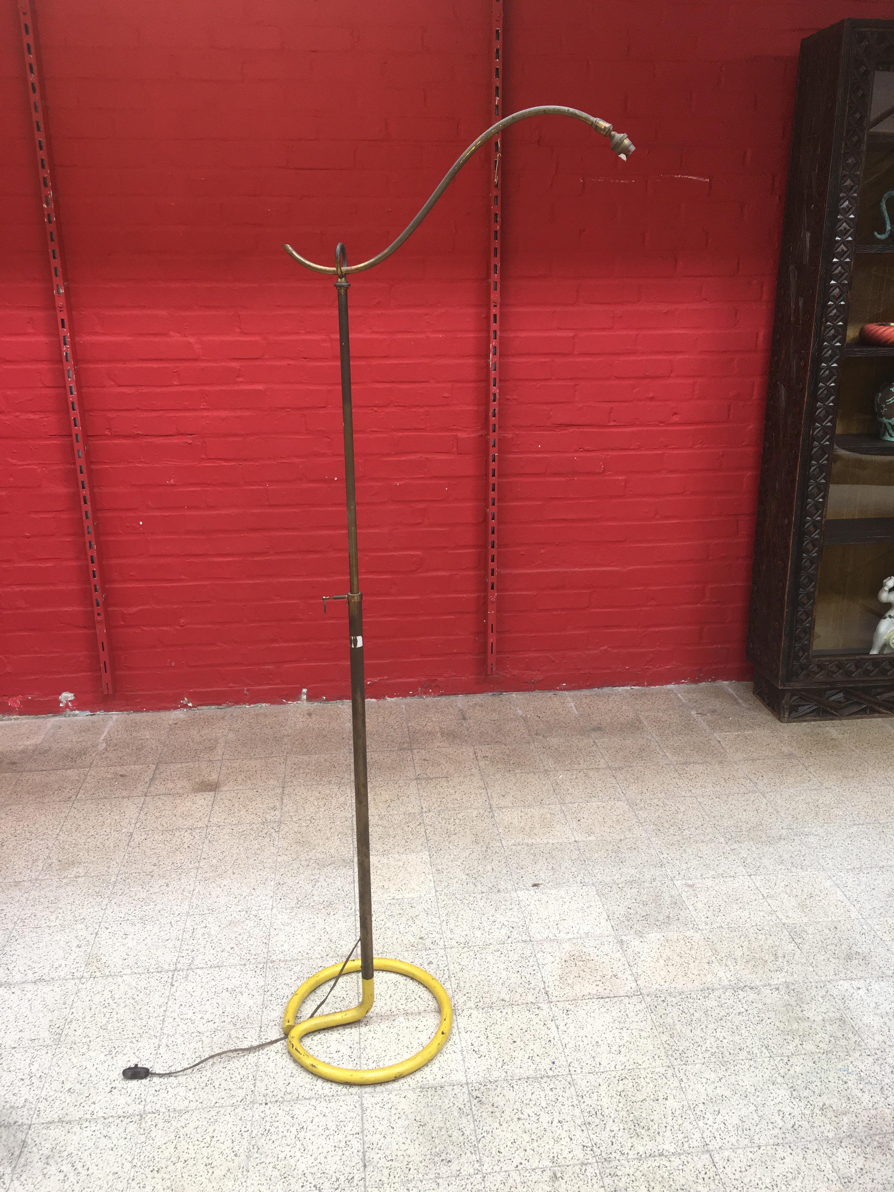 Brass Variable Height French Floor Lamp, circa 1950 For Sale