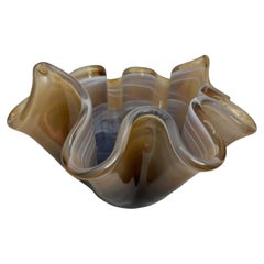 Variations of Brown Art Glass Murano Large Handkerchief Bowl, Modern, 1980s
